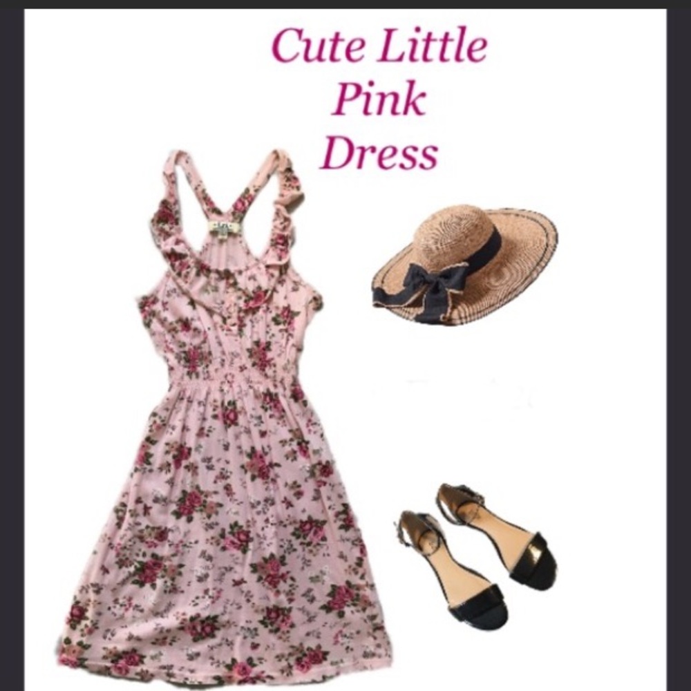 🌿Lei Pink Cotton Floral Sun Dress